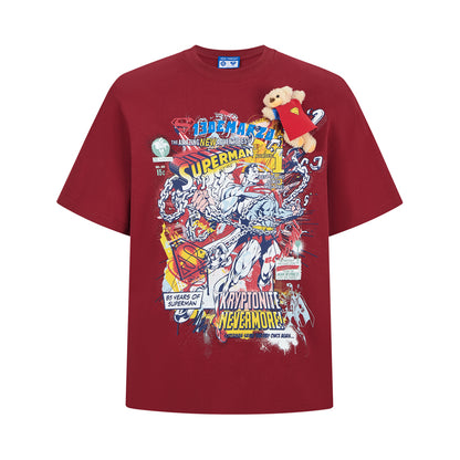 13DE MARZO Superman Bear Illustrated T-shirt - 13DE MARZO
