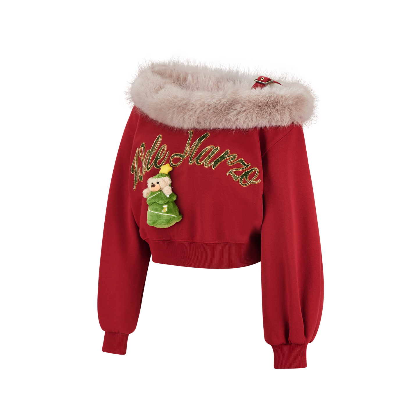 13DE MARZO Bear Christmas Off Shoulder Sweater