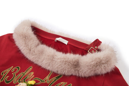 13DE MARZO Bear Christmas Off Shoulder Sweater