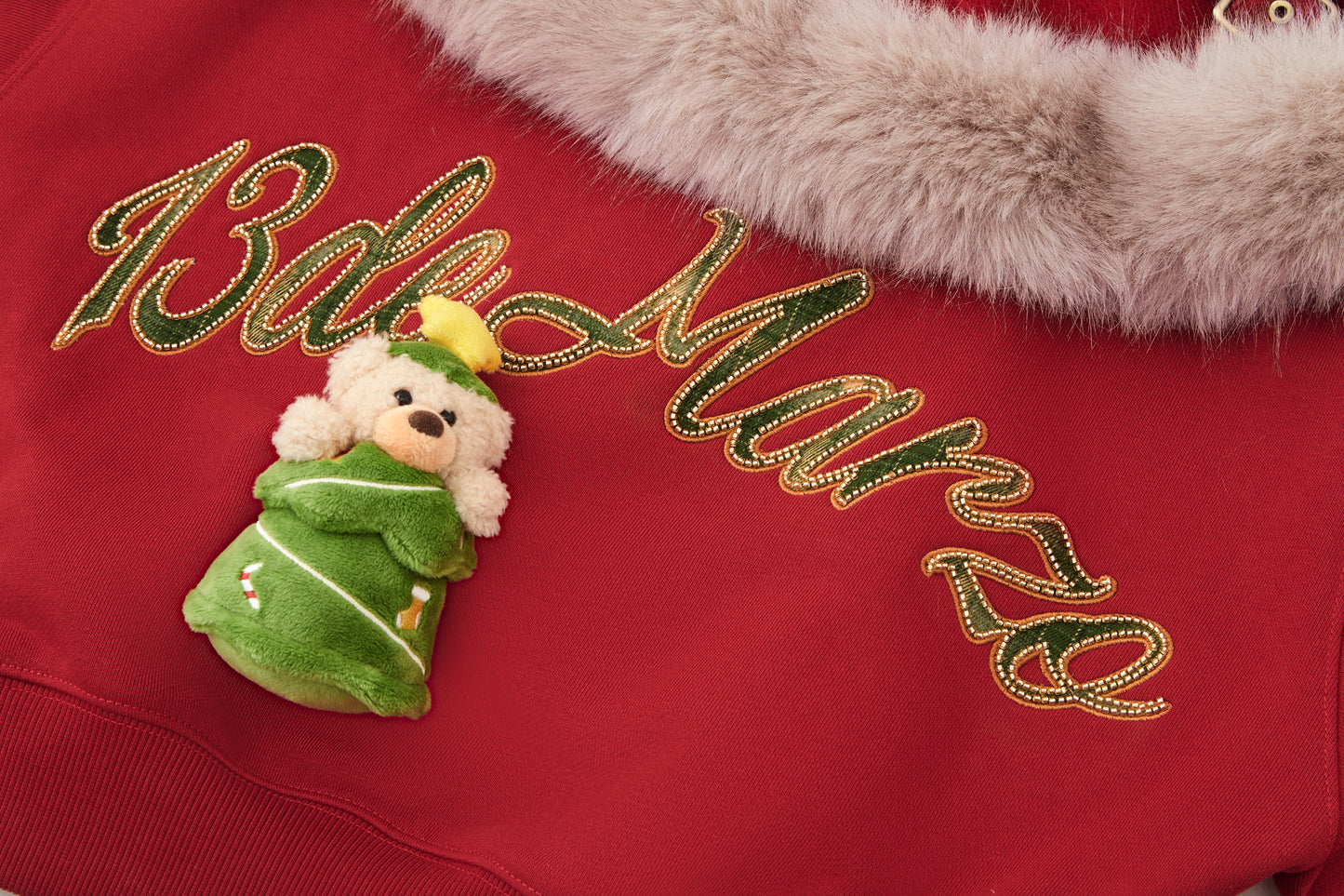 13DE MARZO Bear Christmas Off Shoulder Sweater