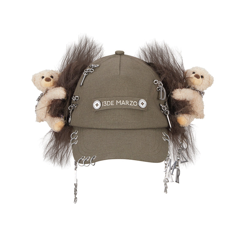 13DE MARZO Chains Fuzzy Ear Flap Cap - 13DE MARZO
