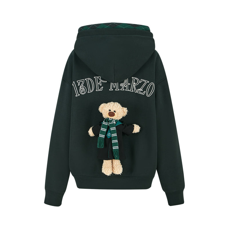 Harry Potter × 13DE MARZO Hogwarts Four Houses Bear Zipper Hoodie - 13DE MARZO