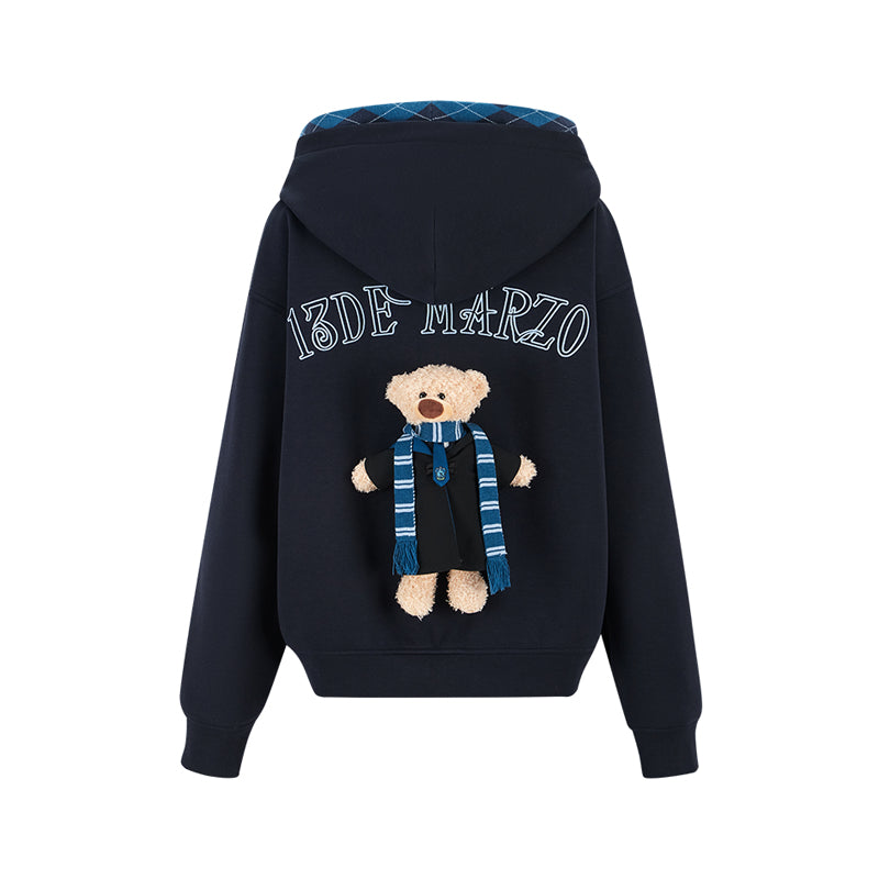 Harry Potter × 13DE MARZO Hogwarts Four Houses Bear Zipper Hoodie - 13DE MARZO