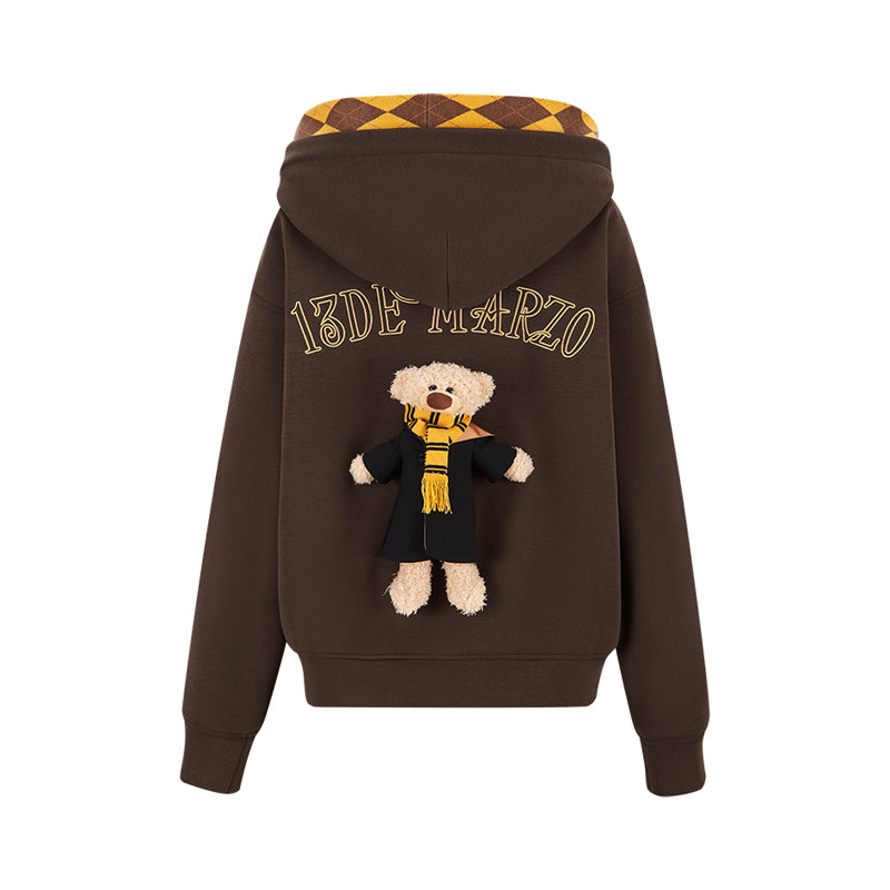 Harry Potter × 13DE MARZO Hogwarts Four Houses Bear Zipper Hoodie - 13DE MARZO