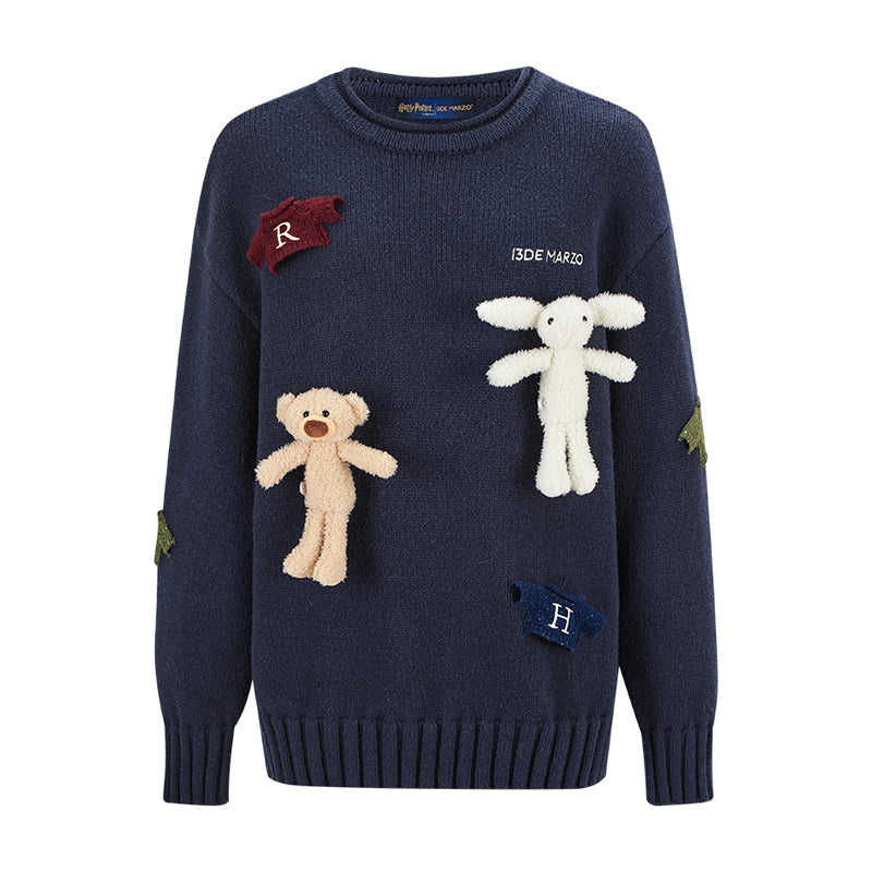 Harry Potter × 13DE MARZO Platform 9¾ Bear V-neck Sweater
