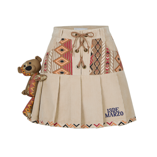 13DE MARZO Tribe Hunting Totem Patch Skirt