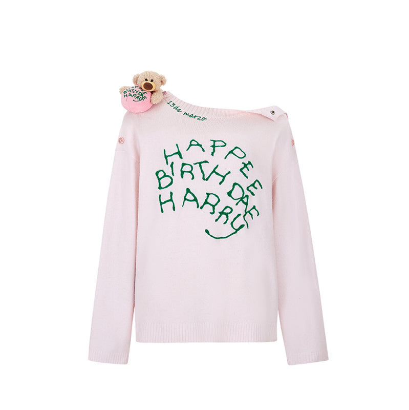 Harry Potter × 13DE MARZO Rubeus Hagrid Birthday Cake Sweater - 13DE MARZO