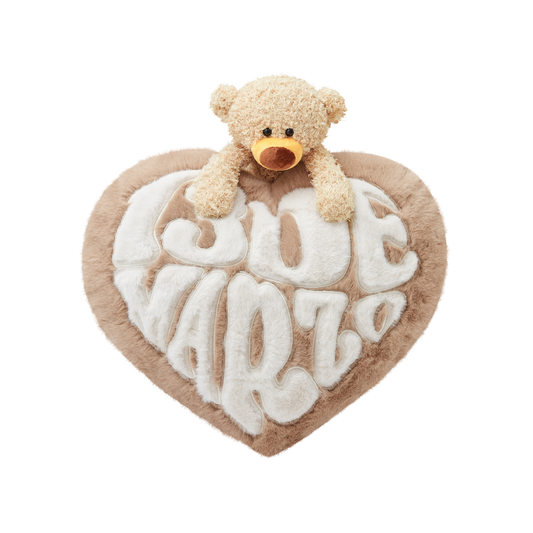 13DE MARZO Bear Logo Heart Shape Cushion