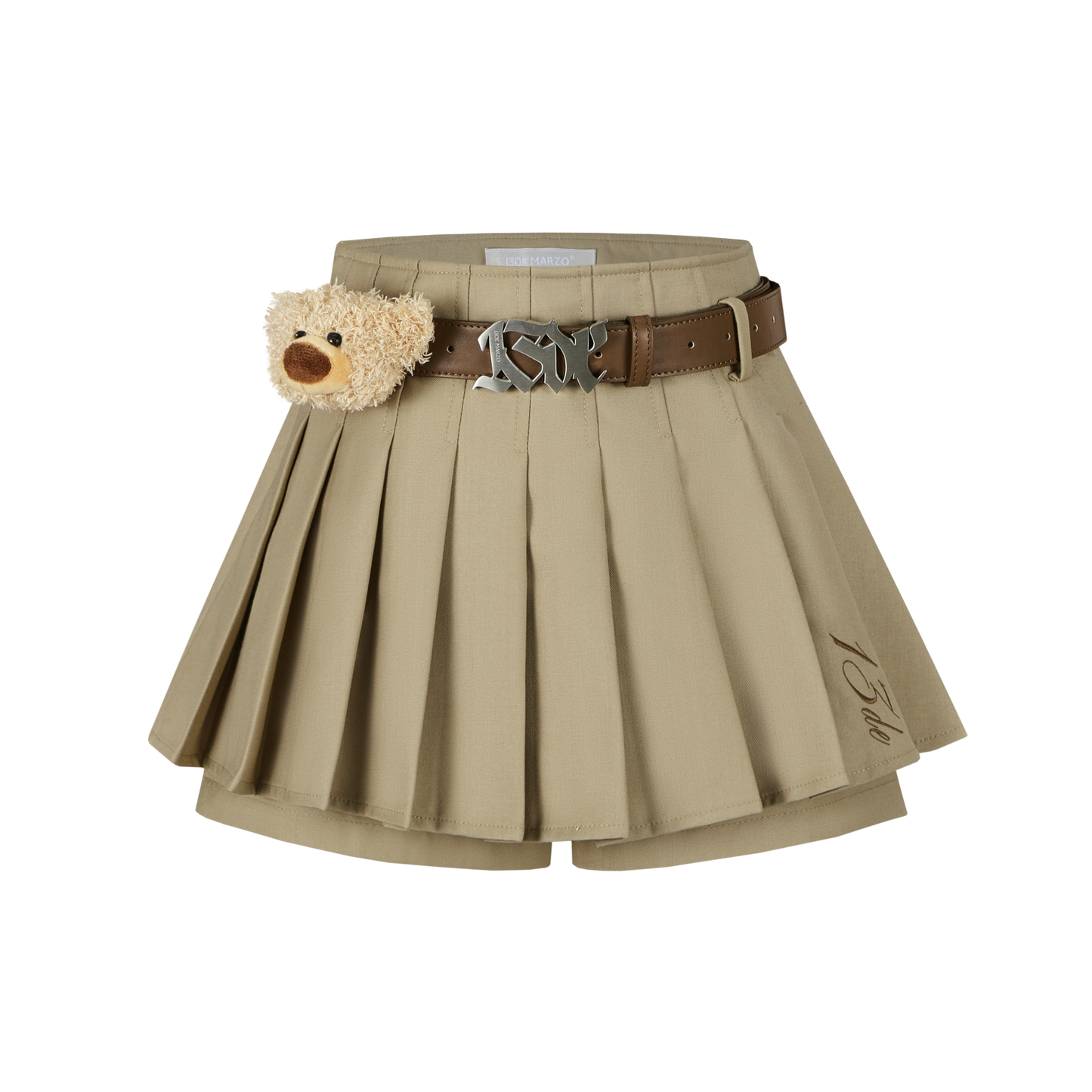 13DE MARZO High Waist Belt Pleated Skirt