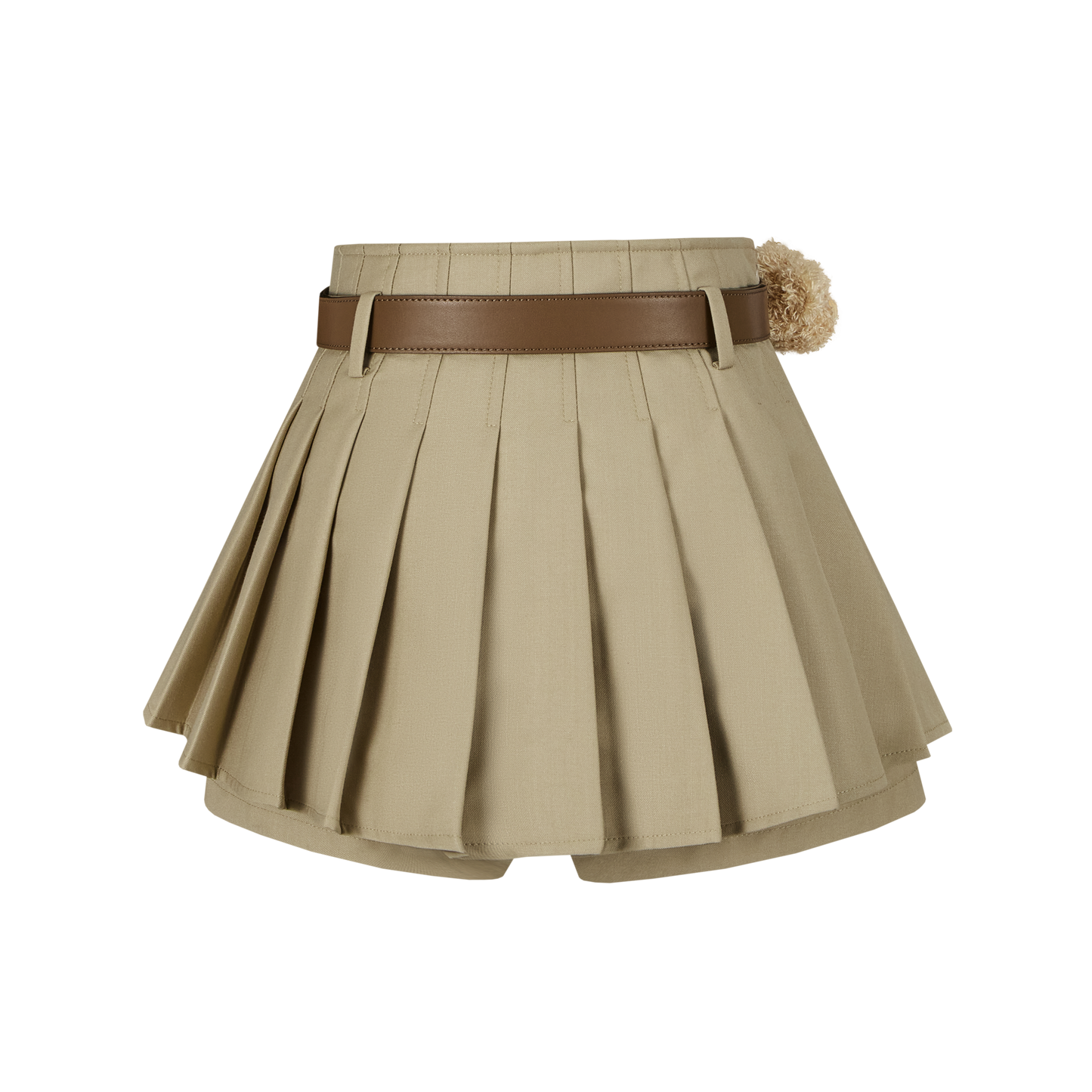 13DE MARZO High Waist Belt Pleated Skirt