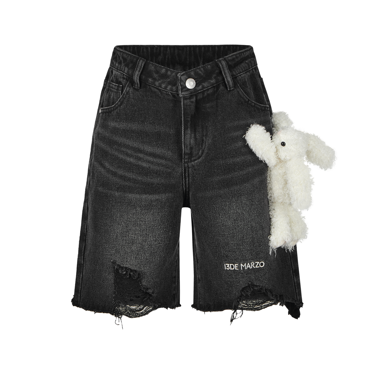 13DE MARZO Bear Denim Logo Bike Shorts