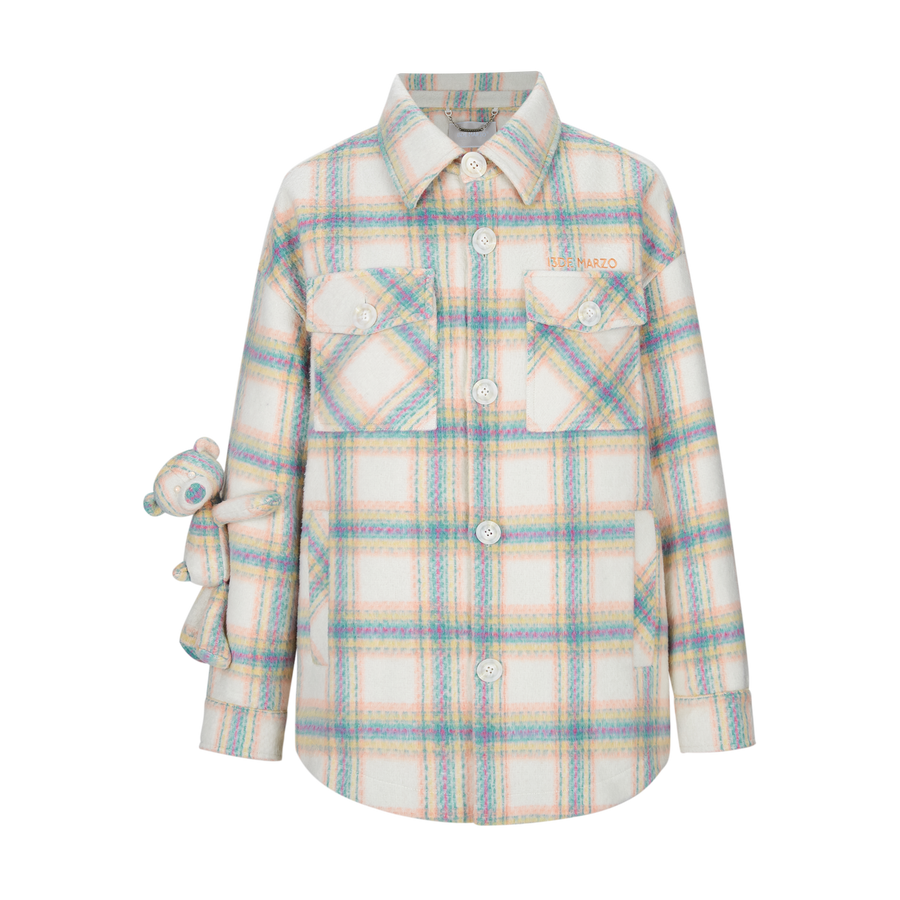 13DE MARZO Bear Woven Plaid Coat in Green - Spring Baby Jacket