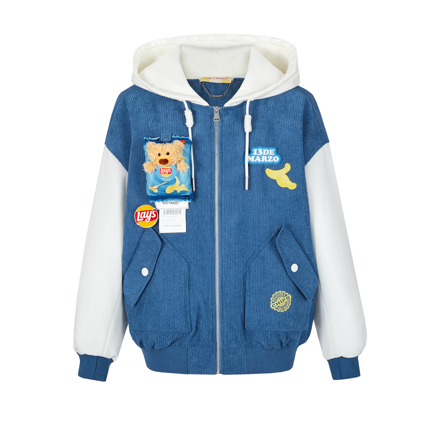 13DE MARZO Lay's Bear Corduroy Baseball Jacket