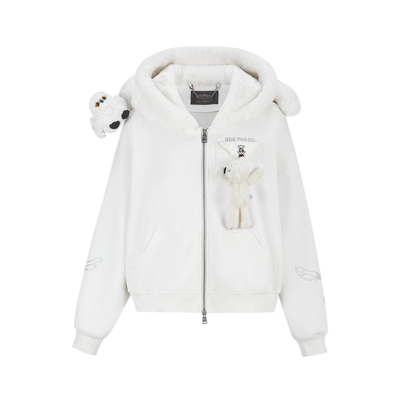 Harry Potter × 13DE MARZO Hedwig Hogwarts Offer Bear Hoodie - 13DE MARZO