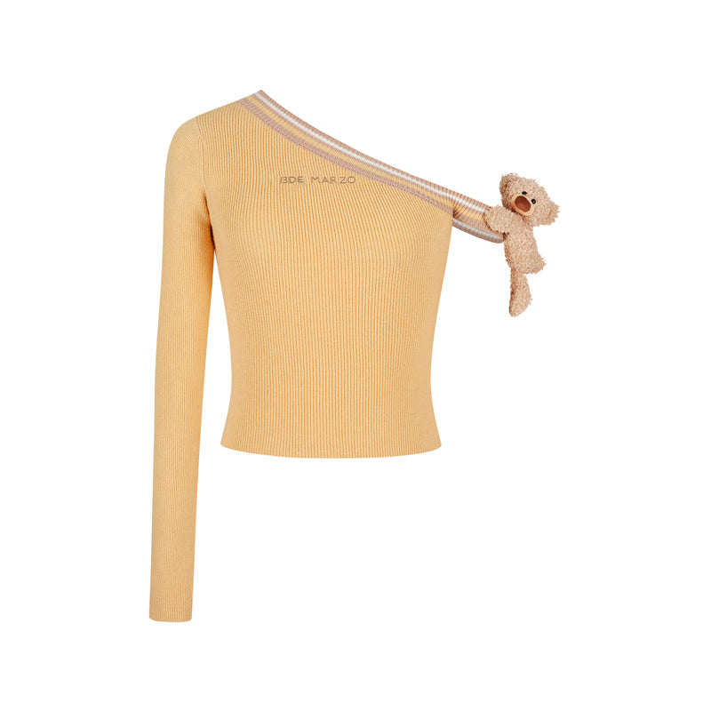 13DE MARZO Asymmetrical Shoulder Knit Long Sleeve - 13DE MARZO