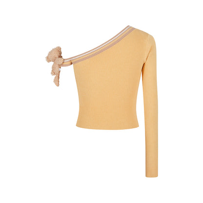 13DE MARZO Asymmetrical Shoulder Knit Long Sleeve - 13DE MARZO