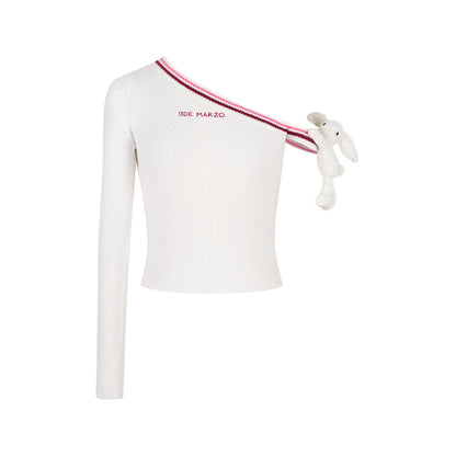 13DE MARZO Asymmetrical Shoulder Knit Long Sleeve - 13DE MARZO