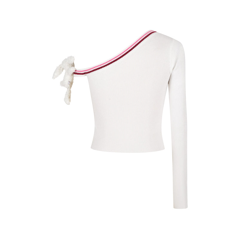 13DE MARZO Asymmetrical Shoulder Knit Long Sleeve - 13DE MARZO