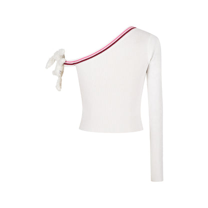 13DE MARZO Asymmetrical Shoulder Knit Long Sleeve - 13DE MARZO