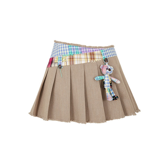 13DE MARZO Plaid Bear Patch Fit Skirt - 13DE MARZO