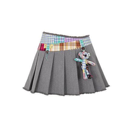 13DE MARZO Plaid Bear Patch Fit Skirt - 13DE MARZO