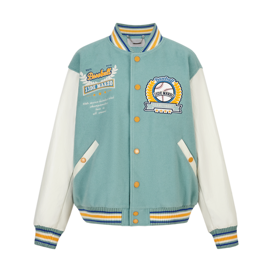 13DE MARZO Cookie Monster Bear Baseball Varsity Jacket 13DE MARZO Cookie Monster Bear Baseball Varsity Jacket