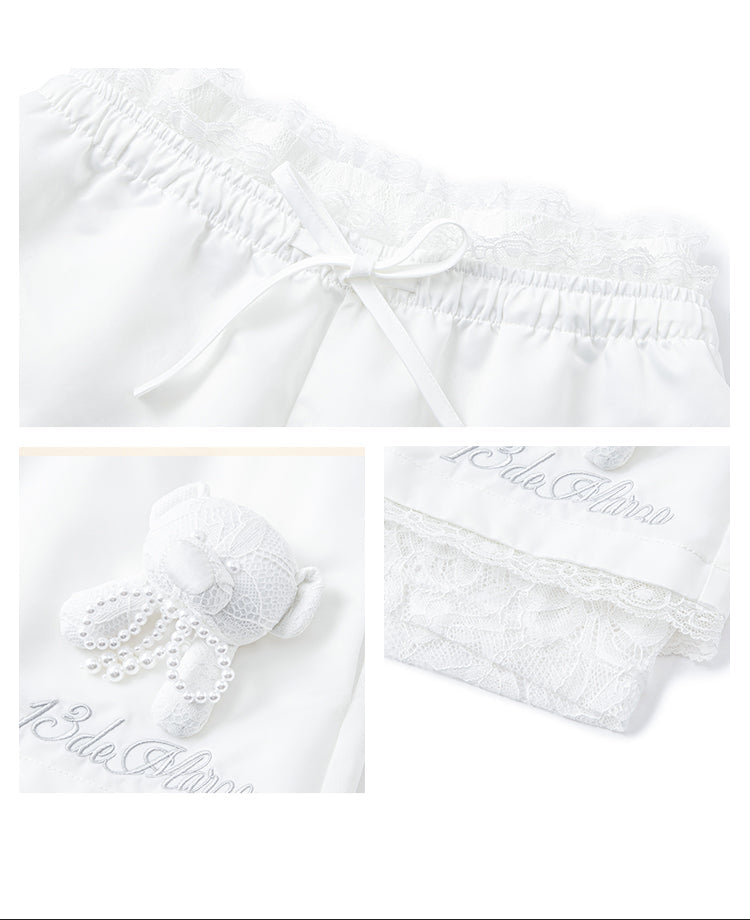 13DE MARZO Bear Lacy Bowknot Shorts - 13DE MARZO