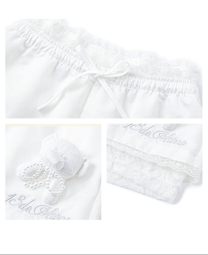 13DE MARZO Bear Lacy Bowknot Shorts - 13DE MARZO