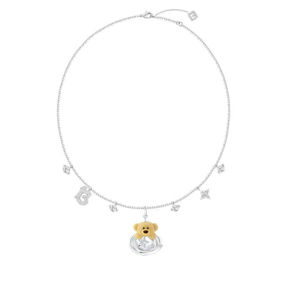 13DE MARZO Bear Logo Planet  Zircon Necklace