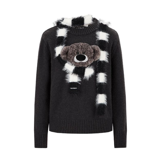13DE MARZO Bear Thin Scarf Sweater Dark Grey - 13DE MARZO