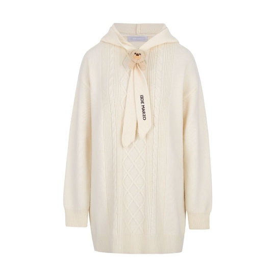 13DE MARZO Bear Knit Hoodie Dress Beige - 13DE MARZO