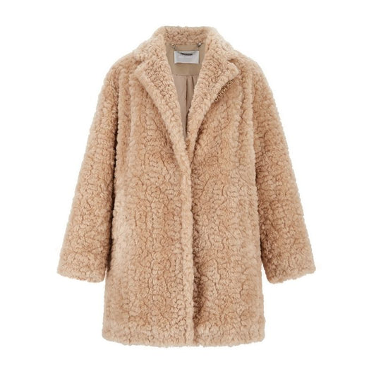 13DE MARZO Bear Fuzzy Long Coat Khaki - 13DE MARZO