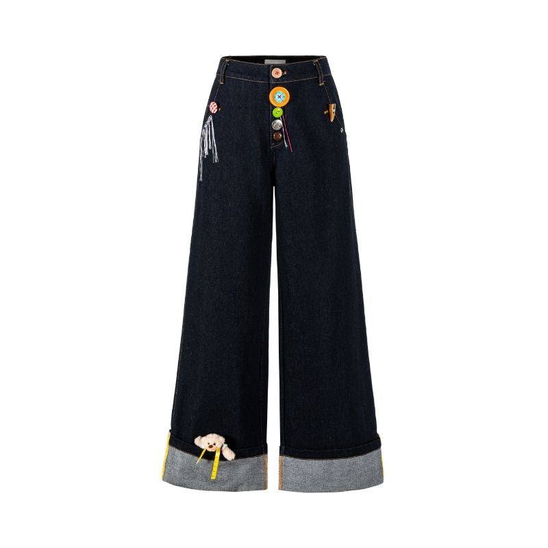 13DE MARZO Tailor Bear Button Jeans Navy Blue - 13DE MARZO