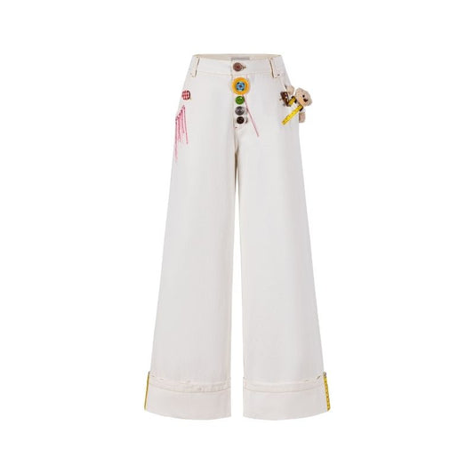 13DE MARZO Tailor Bear Button Jeans White - 13DE MARZO