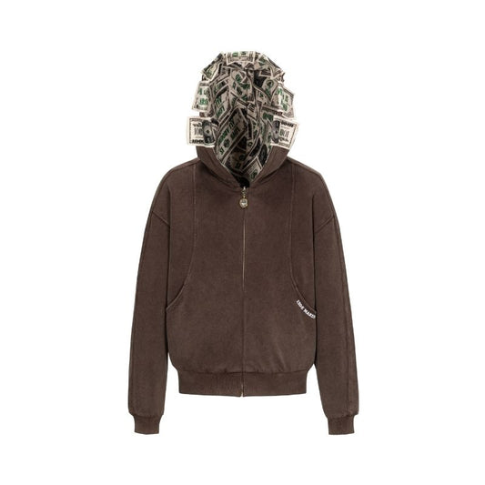 13DE MARZO Bear Cash Zipper Hoodie Brown - 13DE MARZO