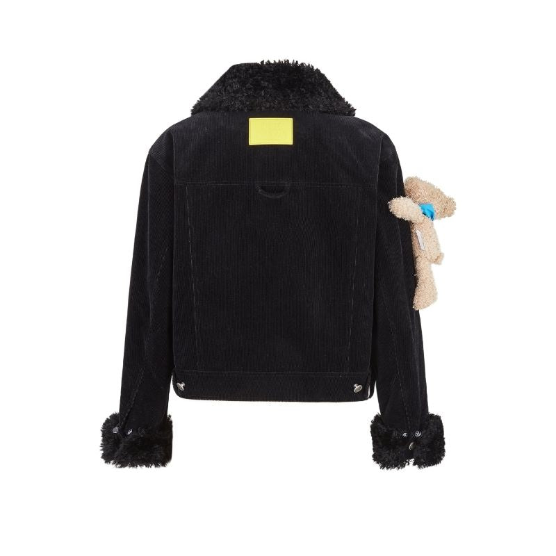 13DE MARZO Bear Corduroy Detachable Jacket Black - 13DE MARZO