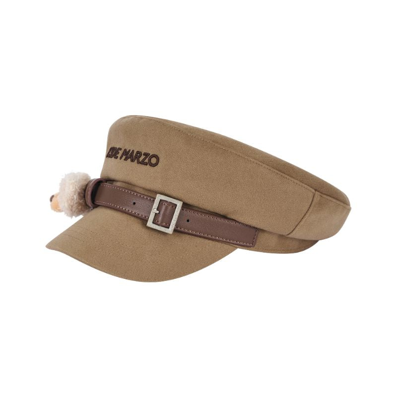 13DE MARZO｜Bear Belt Logo Beret Brown