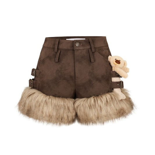 13DE MARZO Bear Upper Fuzzy Shorts - 13DE MARZO