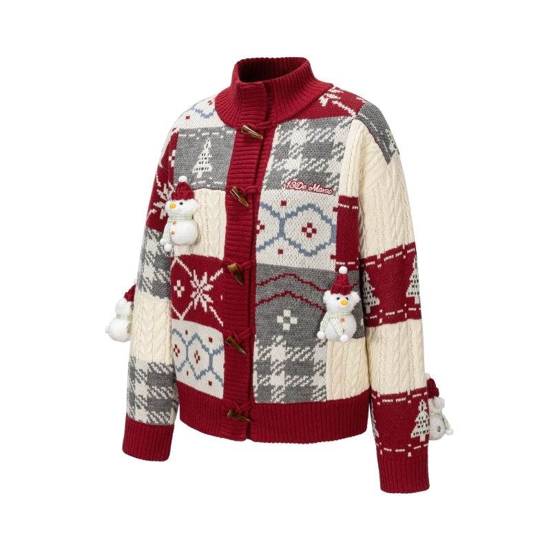 13DE MARZO Snowbear Christmas Cardigan Red - 13DE MARZO