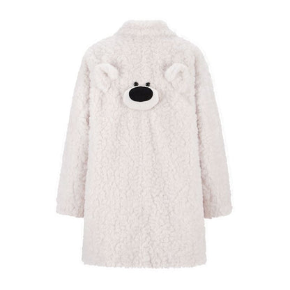 13DE MARZO Bear Fuzzy Long Coat Beige - 13DE MARZO