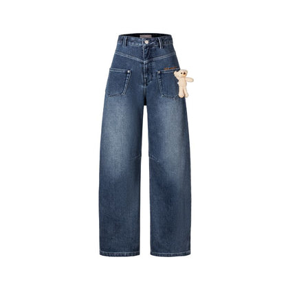 13DE MARZO Bear Brushed Relaxed Jeans Blue - 13DE MARZO