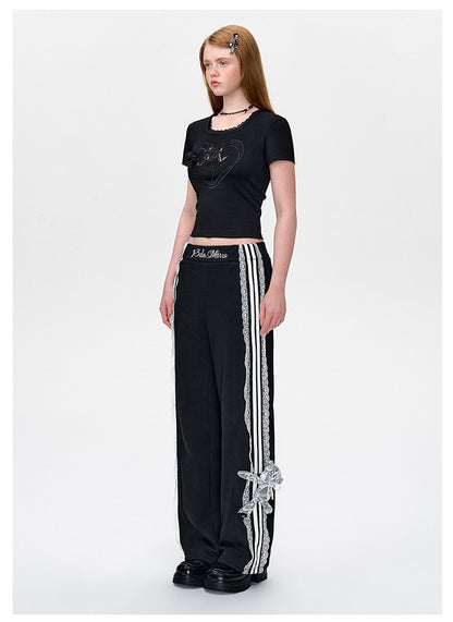 13DE MARZO Bear Stripe Lacy Pants - 13DE MARZO