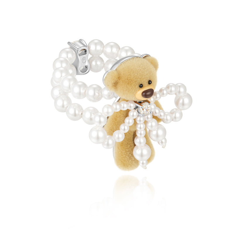 13DE MARZO Pearl Bow Bear Ring - 13DE MARZO