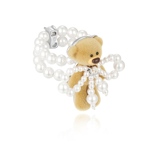 13DE MARZO Pearl Bow Bear Ring - 13DE MARZO