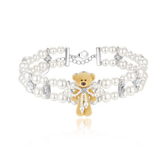 13DE MARZO Bear Pearl Bow Choker