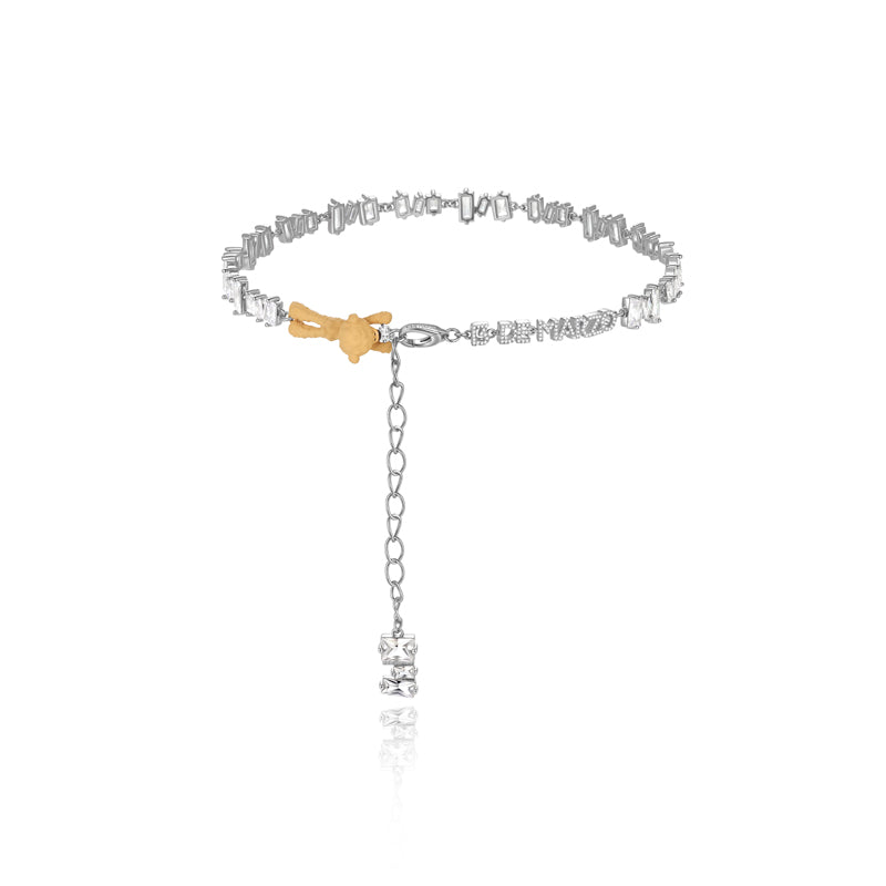 13DE MARZO Bear Logo Zircon Clavicle Chain - 13DE MARZO
