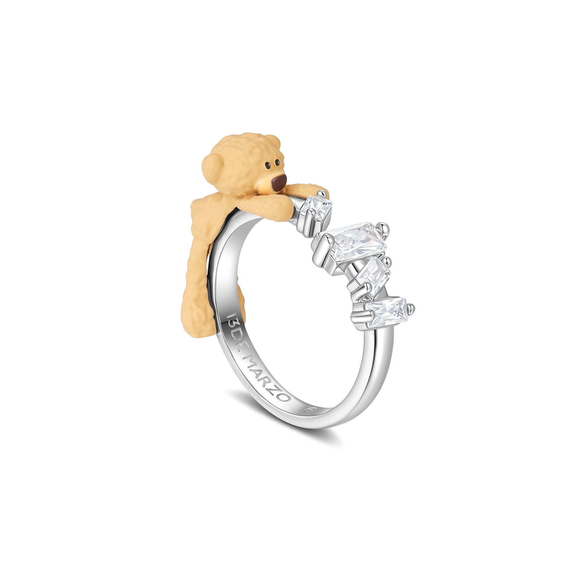 13DE MARZO Bear Zircon Unshaped Ring