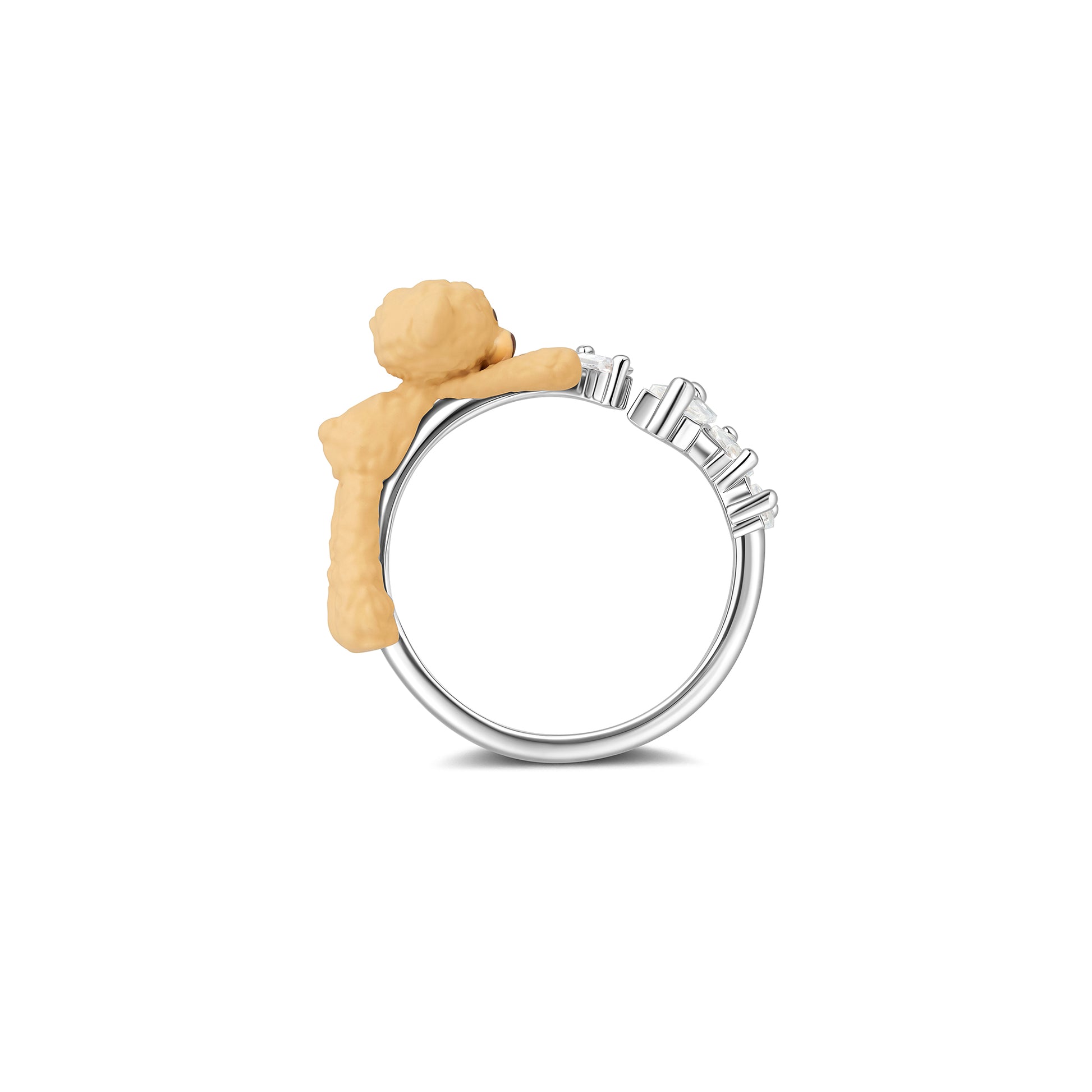 13DE MARZO Bear Zircon Unshaped Ring