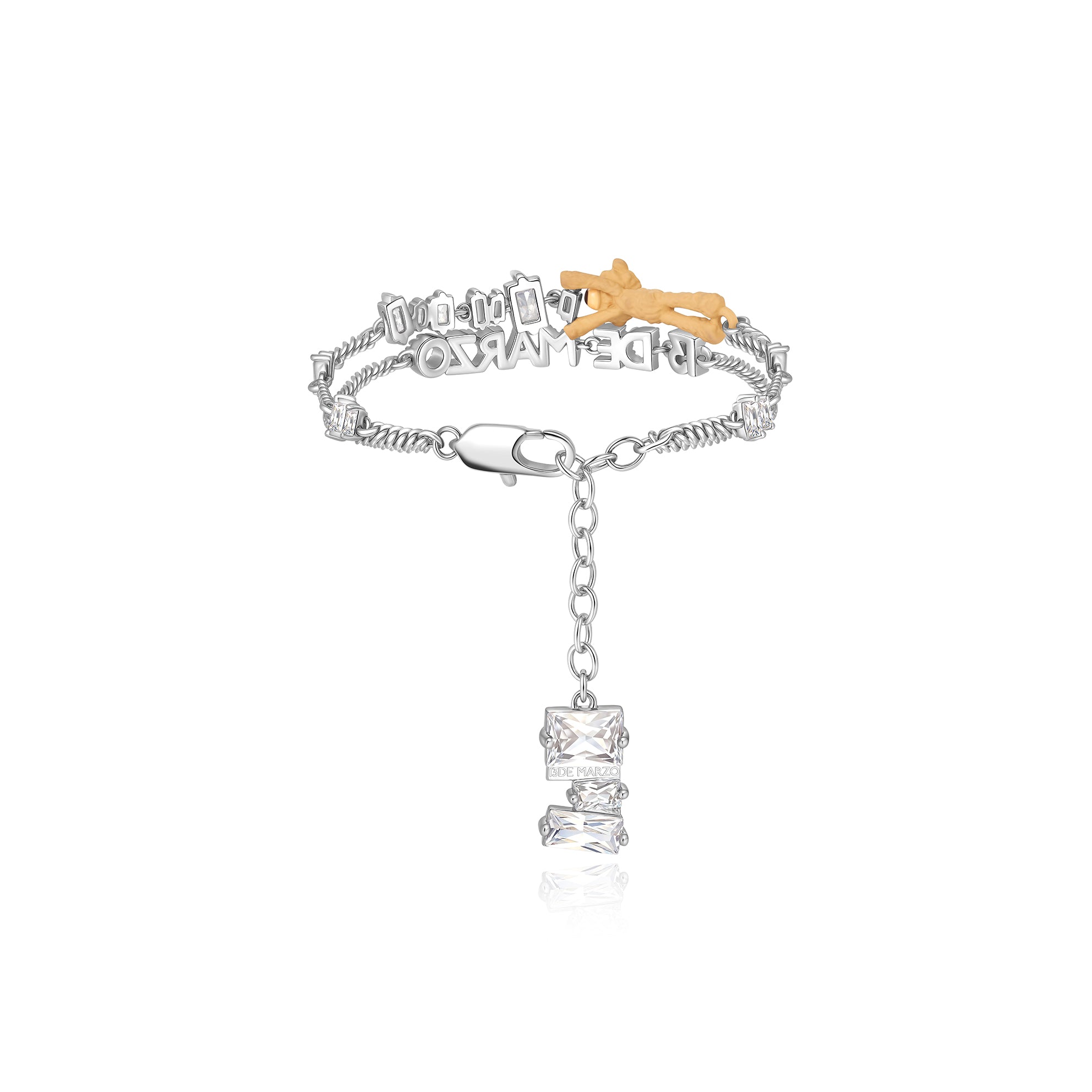 No.133じゃらじゃら✨ブレス‪orチャームෆ‪.*・゜b. 13DE MARZO Bear Zircon Unshaped Bracelet