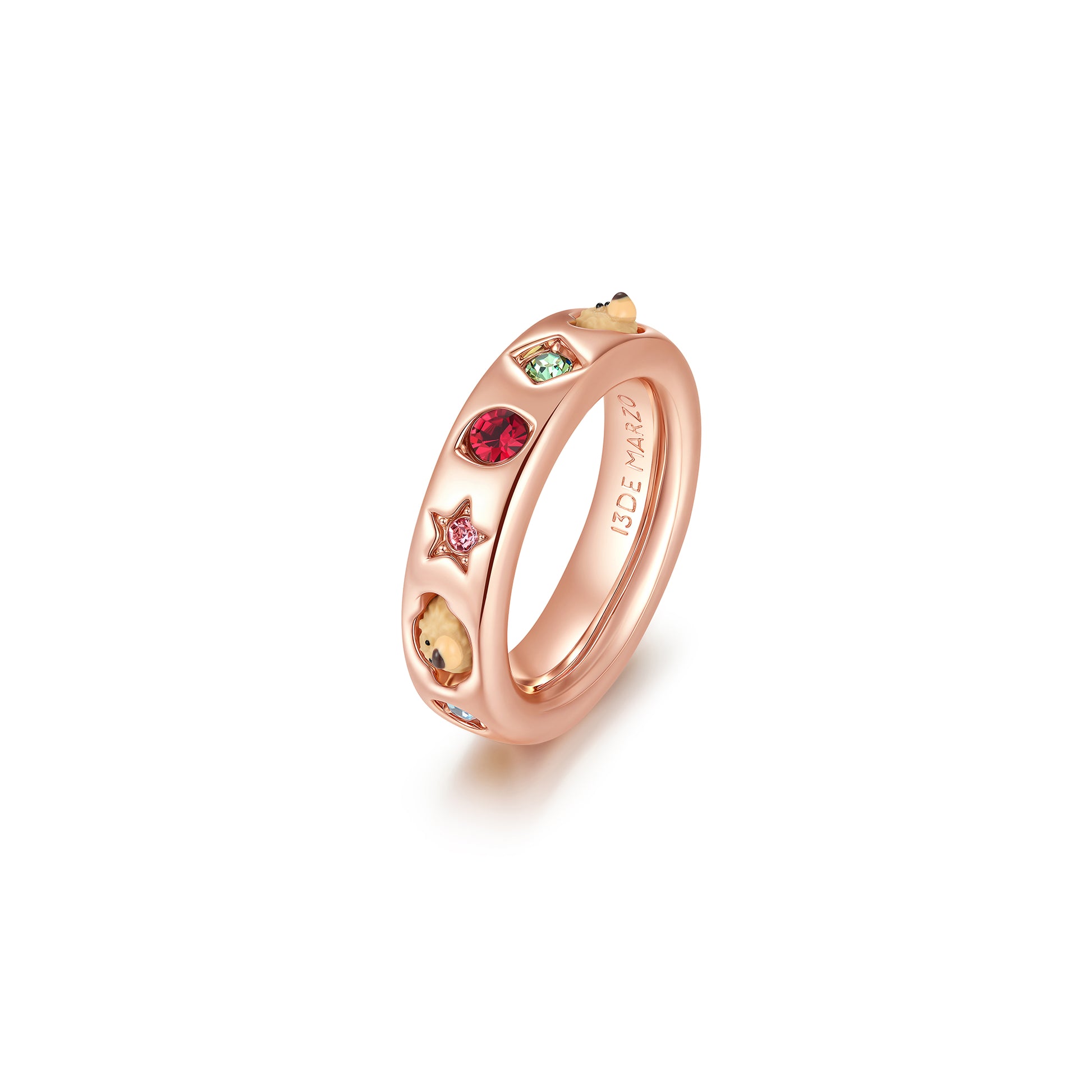 13DE MARZO Color Gems Bear Thin Ring